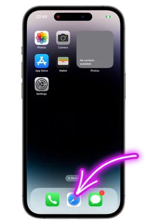 Avaa Safari selain Duel App asennukseen