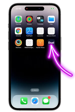 Duel Casino sovellus näkyy iOS kotinäytöllä